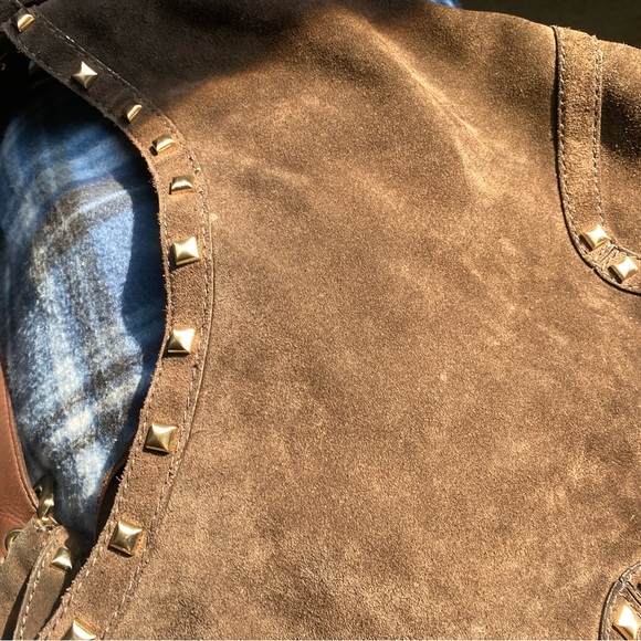 Brown suede hobo bag with tassels - Picture 7 of 14